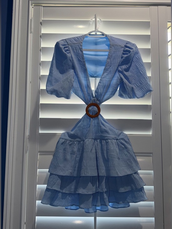 SHEIN Dresses & Skirts - Light Blue Tiered Cutout Dress with Ring Detail